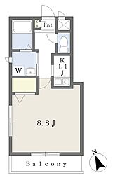 リバージュTY 1Kの間取図画像