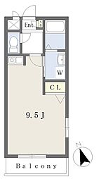 リバージュTY ワンルームの間取図画像