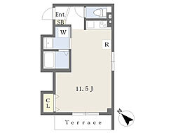 トリアード 1階ワンルームの間取り