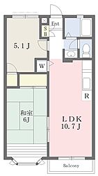 プラビーラコート5 2LDKの間取図画像