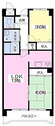 ツイン武庫川ウエスト 2LDKの間取図画像