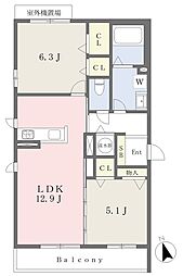 EL・SERENO西宮広田 2LDKの間取図画像