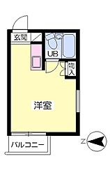 ハイツ甲東パート2 ワンルームの間取図画像