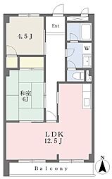 ハイツアサヒ 2LDKの間取図画像