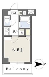 サウザー岡本 1Kの間取図画像
