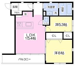 アルタイル・ヴィラ 2LDKの間取図画像
