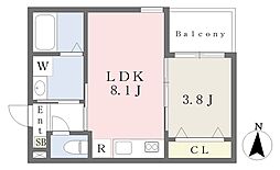 CoconGrandjour西宮中須佐町 1LDKの間取図画像