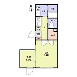 ＶＩＳＴＡ　ＭＩＮＡＭＩＤＡＩ 2階1DKの間取り