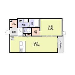 ヒンメルブラウ　野方 3階1LDKの間取り