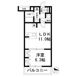 トレ　フレッチェ 4階1LDKの間取り