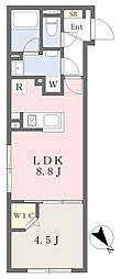 グローリオシェルト高田馬場 1LDKの間取図画像