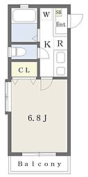 メリス西新宿 1Kの間取図画像