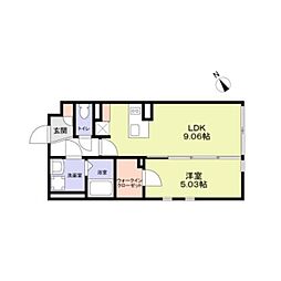 新宿区市谷台町マンション 1LDKの間取図画像