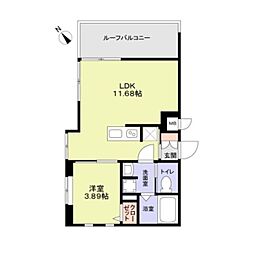新宿区市谷台町マンション 1LDKの間取図画像