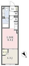 グローリオシェルト高田馬場 1LDKの間取図画像