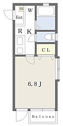 メリス西新宿 1Kの間取図画像