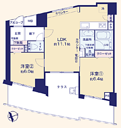 コナ・ヴィレッジ調布国領 2LDKの間取図画像