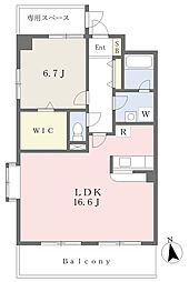 スペランツァ港南台 2階1LDKの間取り