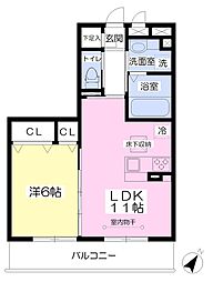 フロイデ・シュロス港南台 1階1LDKの間取り