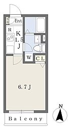 元日マンションSouth 1Kの間取図画像