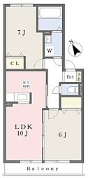シャトルプリモディーネ 2LDKの間取図画像