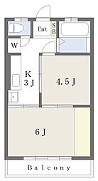 大谷マンション 2Kの間取図画像