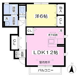 桜ハイツ 1LDKの間取図画像