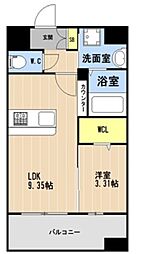 沖縄都市モノレール 美栄橋駅 徒歩9分の賃貸マンション 6階1LDKの間取り