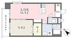 プライムオアシス大平 1LDKの間取図画像