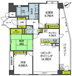 D'クラディア新都心ラックスヒルズ 3LDKの間取図画像
