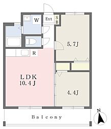 浦添市屋富祖2丁目マンション 2LDKの間取図画像