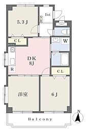 スカイプレイス2 3DKの間取図画像