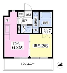 グランシャリオ宮前 1DKの間取図画像