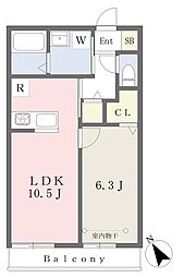 ヴェルデュール宮前平 1LDKの間取図画像