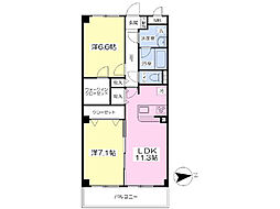 ヴィクトワール 408 4階2LDKの間取り