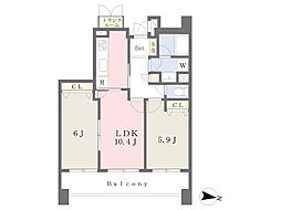 ＤＯＭカメイド 9階2LDKの間取り