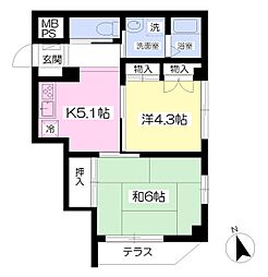 グリーンコーポ大友V 2Kの間取図画像