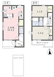 デュプレックスメグリタ 1階2LDKの間取り
