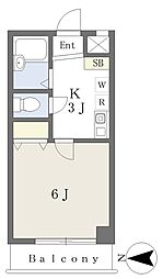 グリーンウッド 1Kの間取図画像