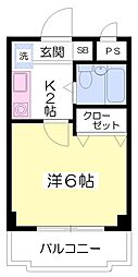 メビウスプラザ1 1Kの間取図画像
