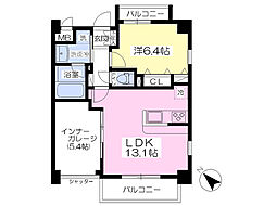 ミリオンコンフォート北助松 1階1LDKの間取り