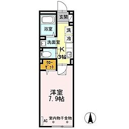 ビクロス 1階1Kの間取り