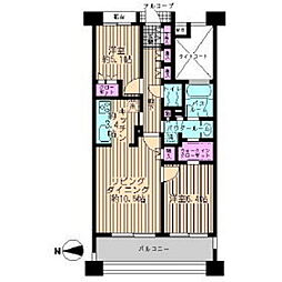 パークスクエア川口 10階2LDKの間取り