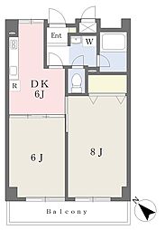 シャトー根津 2DKの間取図画像