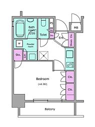 RESIDIA浅草橋 1Kの間取図画像