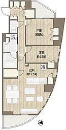 プラウド渋谷東 2LDKの間取図画像