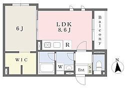 エルミタージュ 1LDKの間取図画像