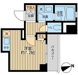 クリオ戸越銀座弐番館 ワンルームの間取図画像