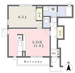 ドクターバード　Ｗ棟 1階1LDKの間取り