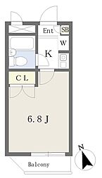 Ｅ−ＳＴＯＲＹ新守山第2 1階1Kの間取り